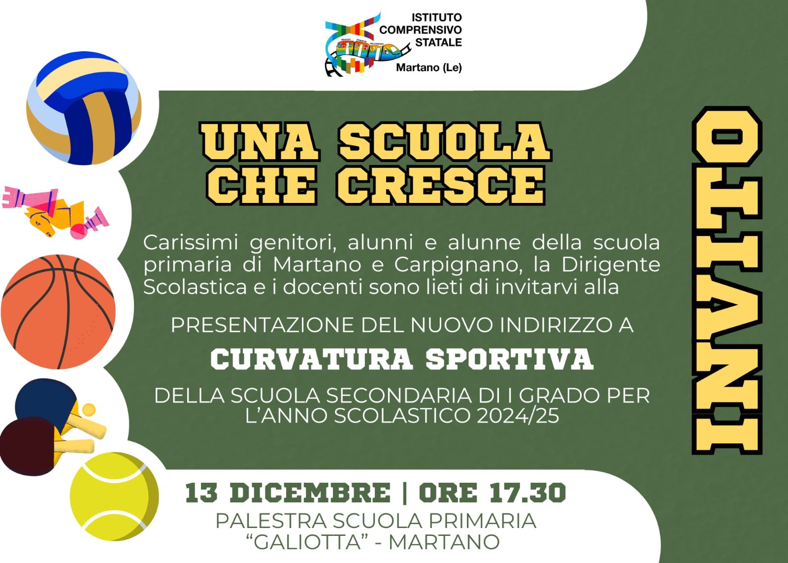 PRESENTAZIONE DEL NUOVO INDIRIZZO A CURVATURA SPORTIVA